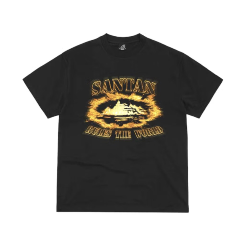 Corteiz Santan Alcatraz Tee Black/Orange Flame