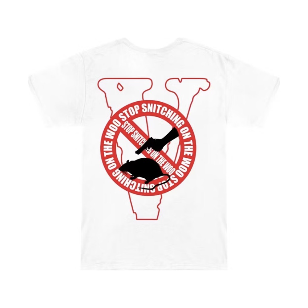 Pop Smoke x Vlone Stop Snitching T-shirt White/Red
